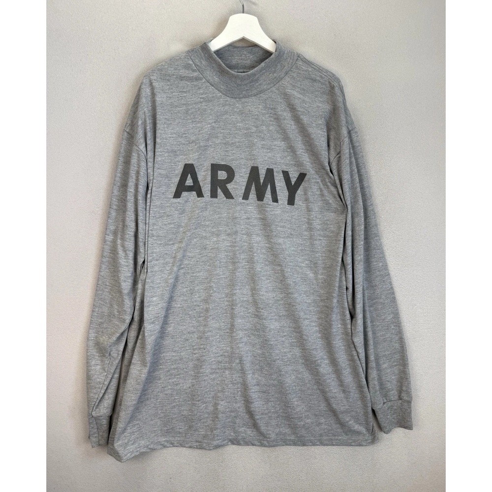 U.S. ARMY Men's Sz XL Grey Mock Neck Vintage Basic‎ Training Athleisure Shirt